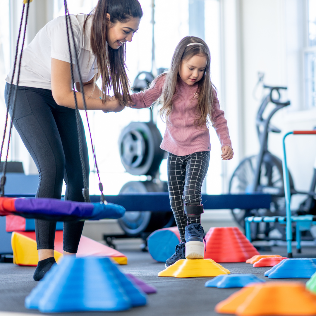 child using obstacle course in occupational therapy