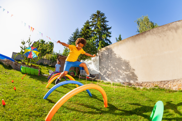 child playing outside during the summer